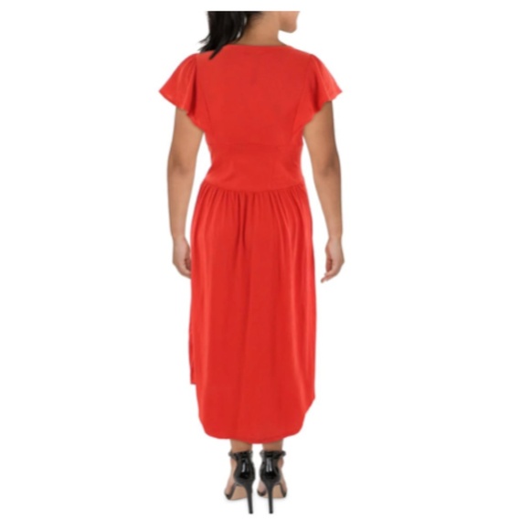 BETSEY JOHNSON Corsey Flutter Sleeve Midi Dress Size Large Valiant Poppy - Picture 3 of 12